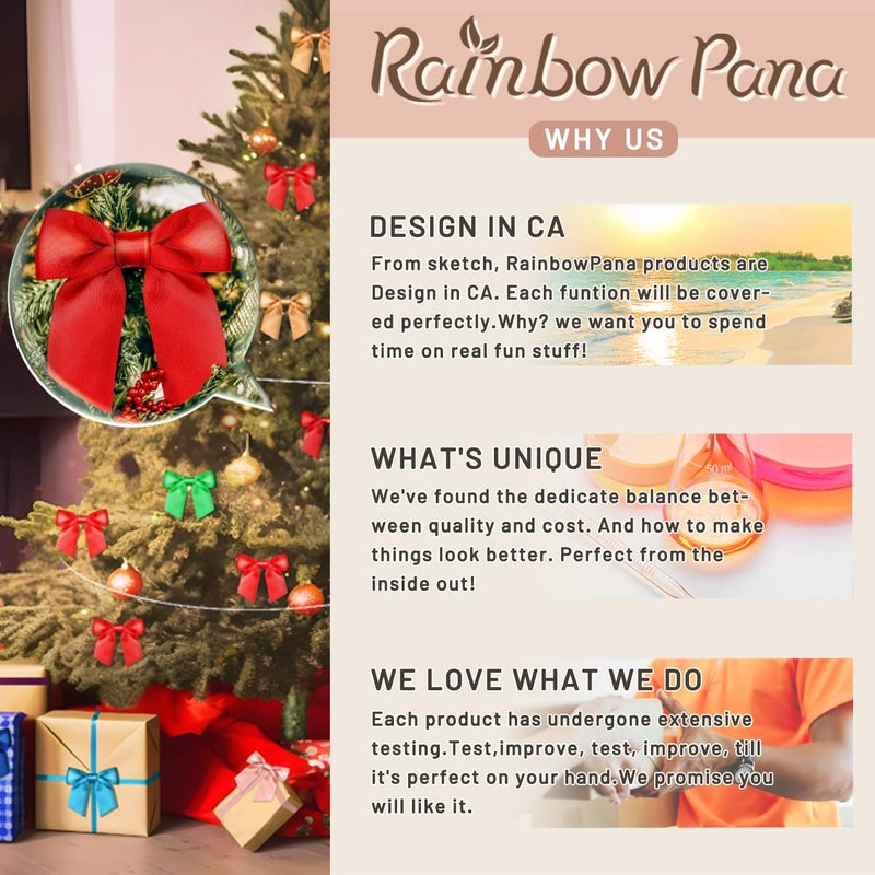 Rainbow Pana 60 Pack Twist Tie Bows for Treat Bags 3"" Rainbow 6 Colors Satin Ribbon Bows for Package Craft Gift Wrapping Decoration - Red Orange Yellow Green Blue Purple  St Patricks - Image 4